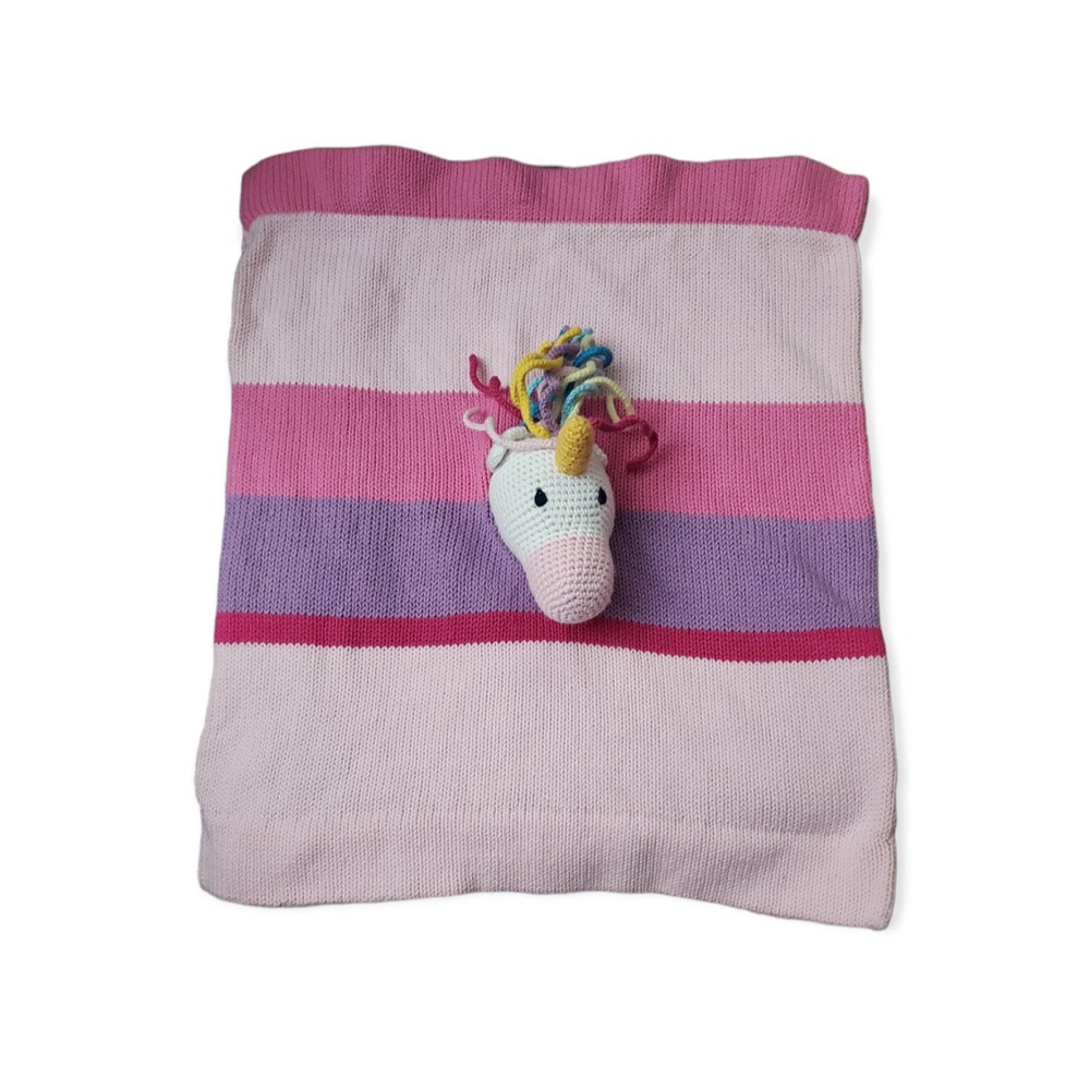 Unicorn Lovey Knit Pink and Purple with White Unicorn